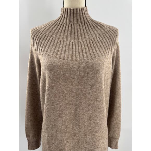 Anthropologie Heather Brown Knit Top Mock Neck Pullover Tuinc Sweater Large - Picture 1 of 10